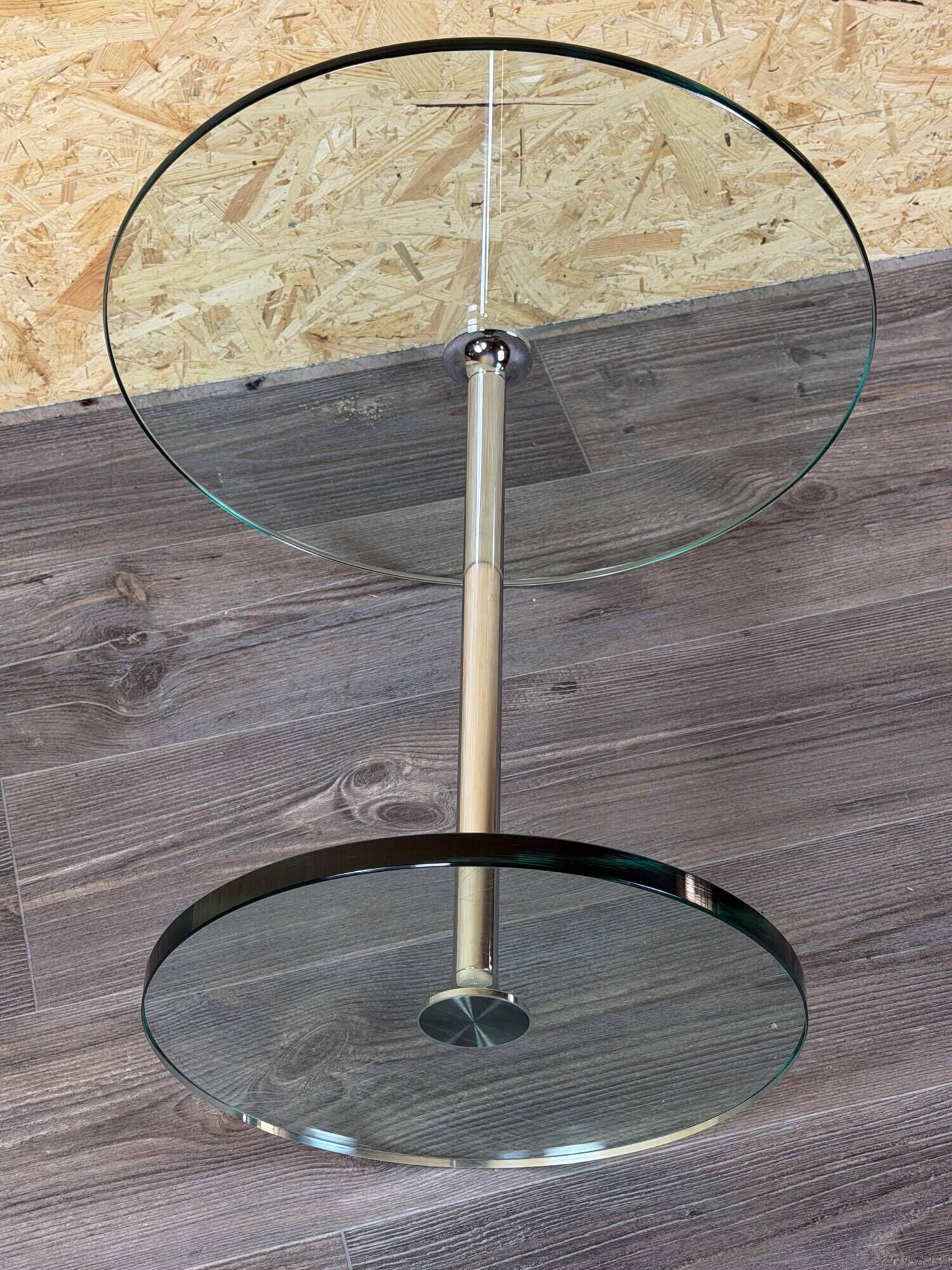 1970s 1980s Coffee Table Side Table in Chrome and Glass Space Age Design