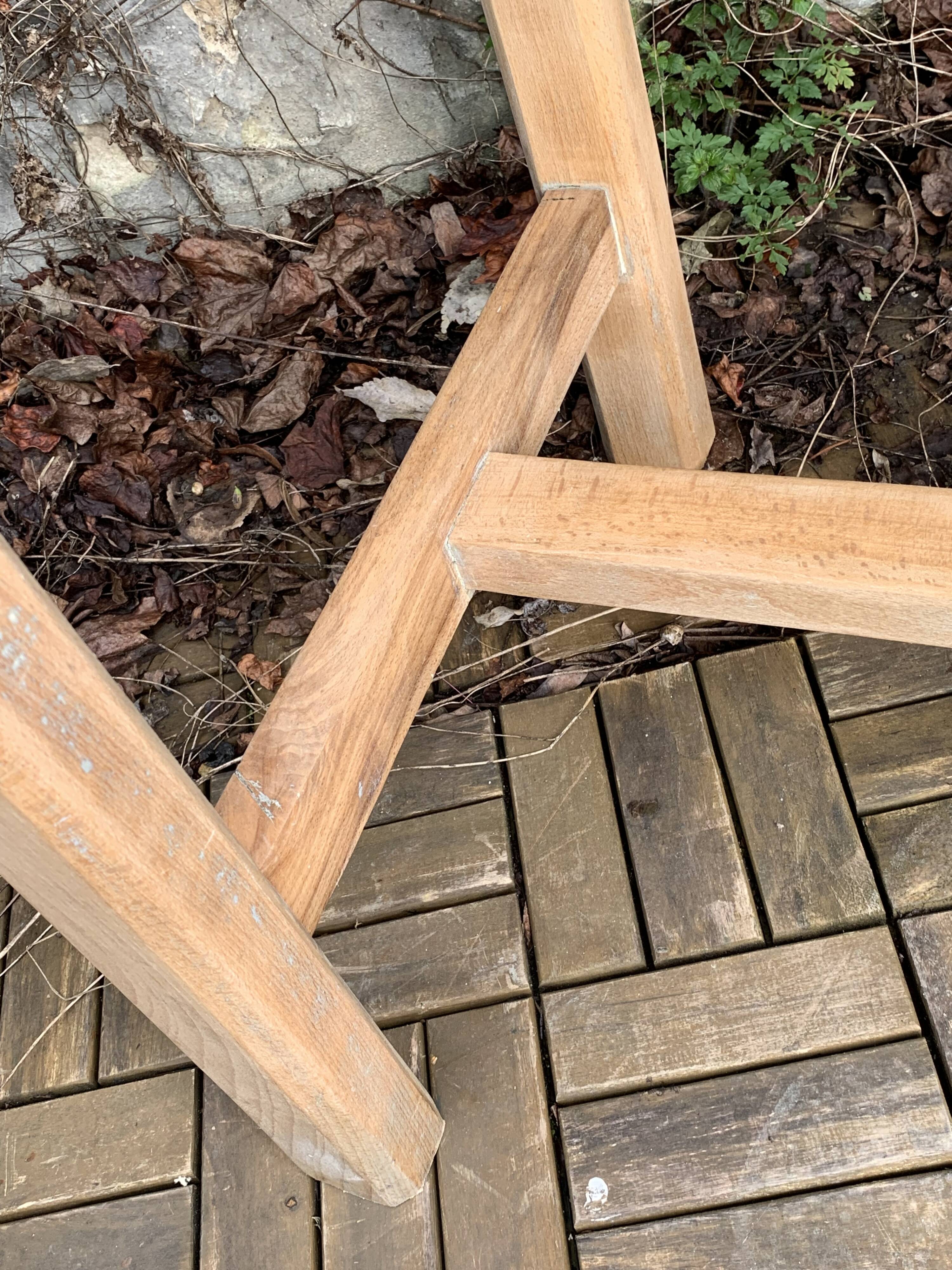 Art Deco farmhouse table in raw wood
