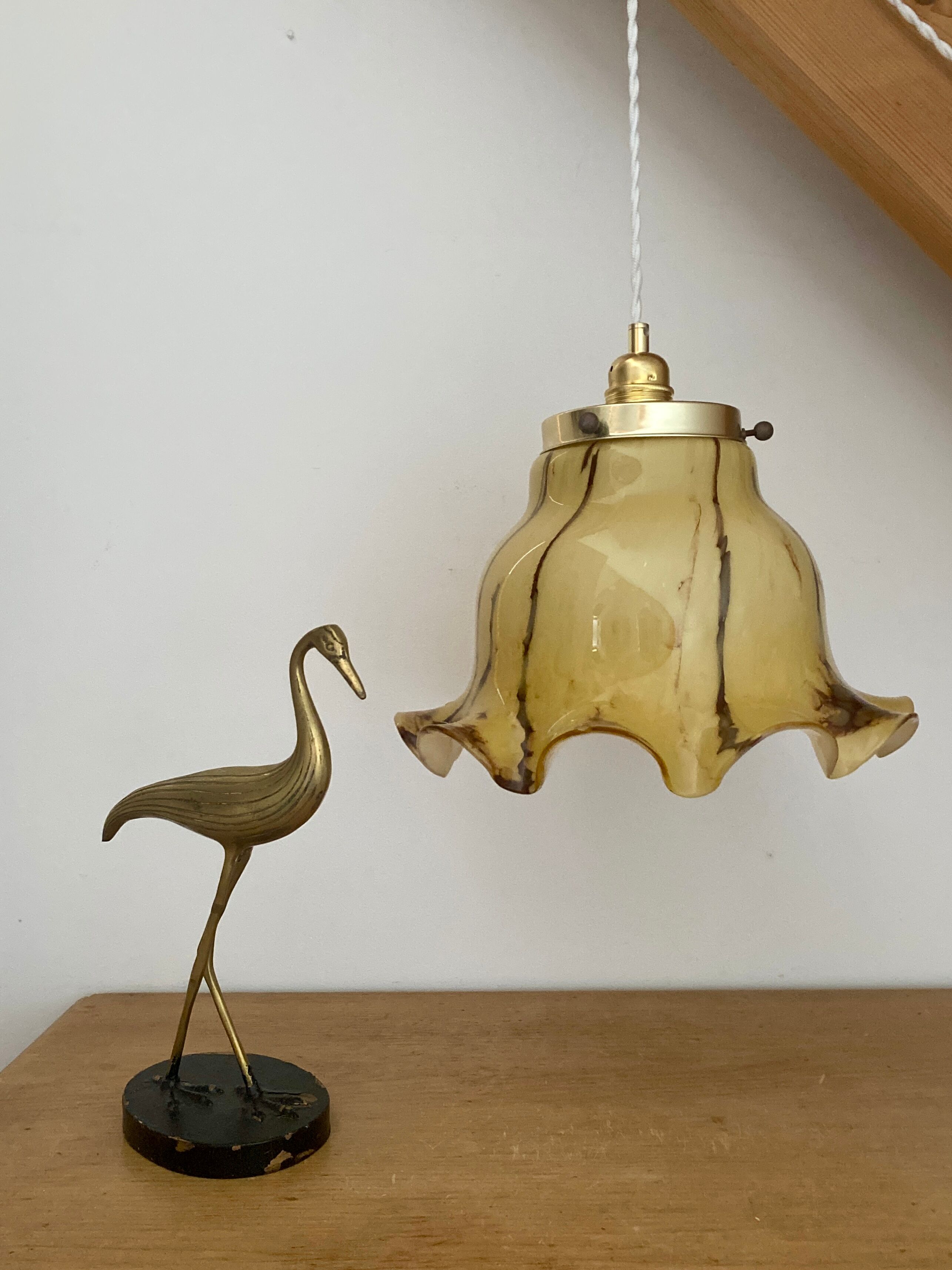 Suspension lamp xxl vintage glass clichy marbled effect