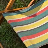Transat/ chilienne vintage en bois avec repose-pieds — Années 60