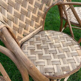 Trio of braided chestnut chairs