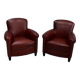 Pair of Small Club Armchairs in Sheepskin - Reproduction