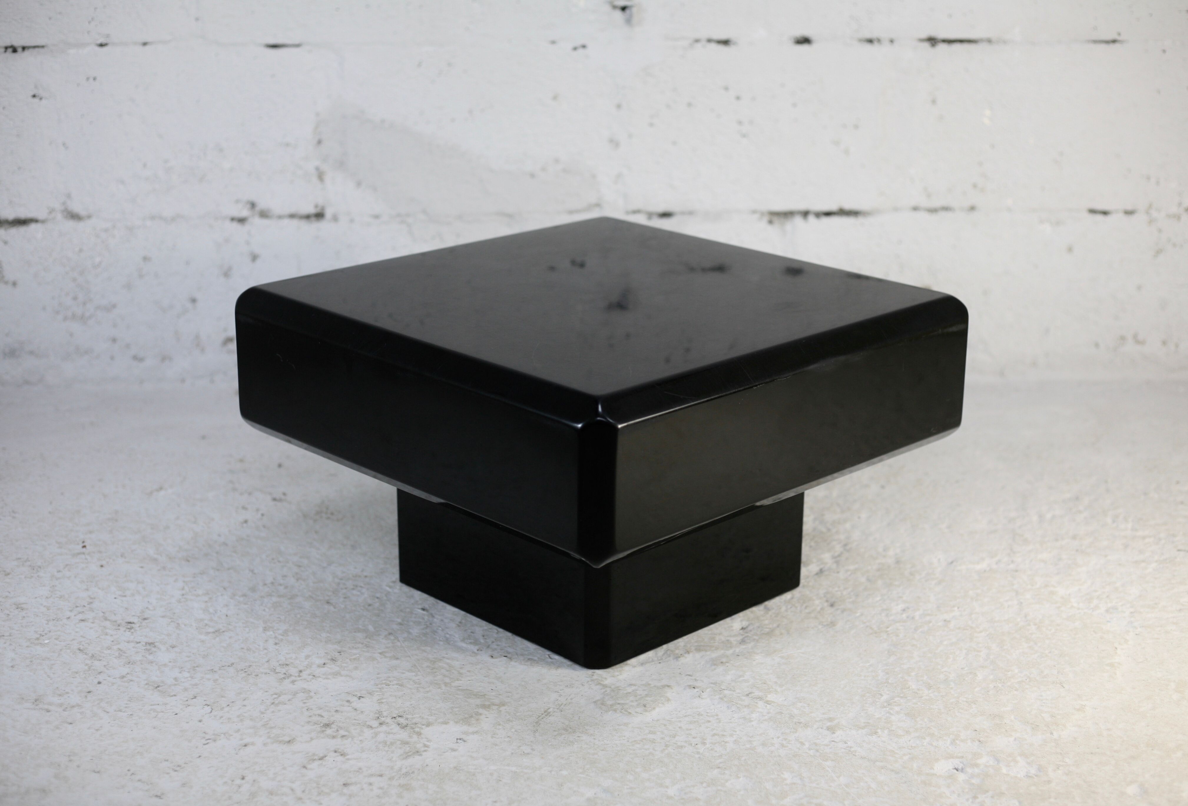 Black lacquered wood coffee table, France, circa 1970