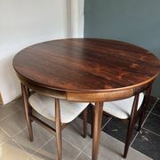 Rare Roundette dining room set by Hans Olsen, Denmark (1960s)