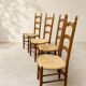 Set of 4 rustic straw chairs in solid wood – France, 1950s-19