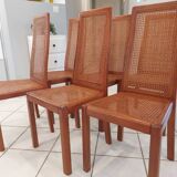 Set of 6 cane chairs, vintage Italian design, 1970s