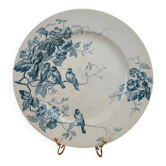 Antique plate Terre de Fer Le Bûcheron Paris – Blue bird decoration