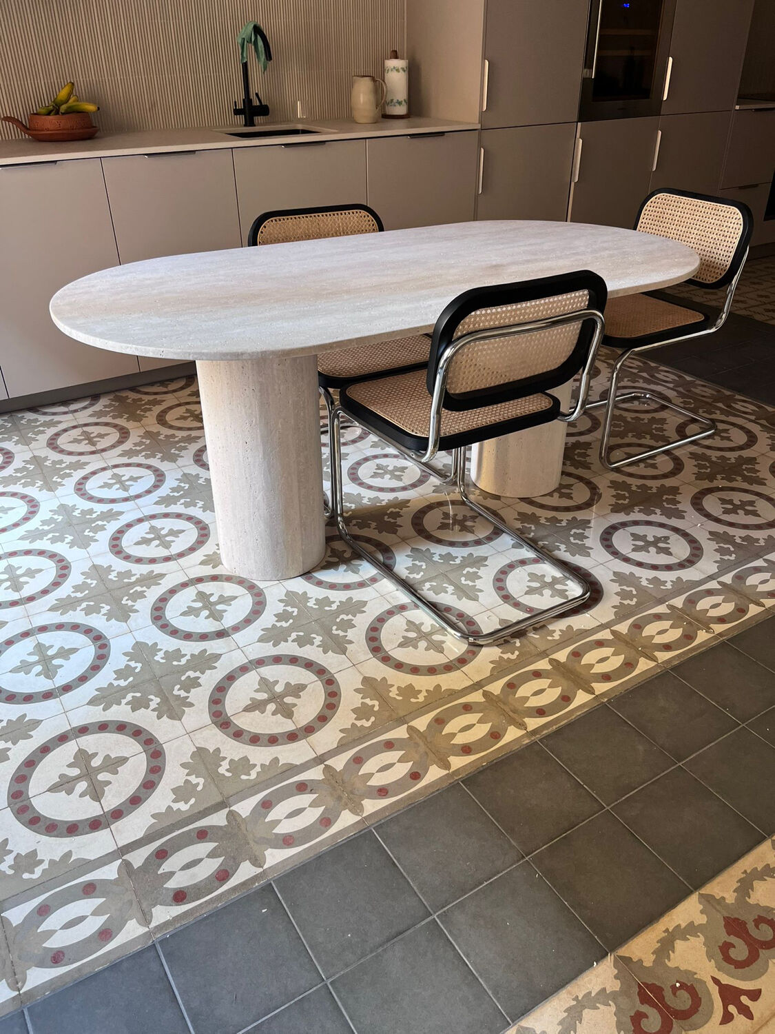 Olya Oblong Dining Table - Natural Travertine