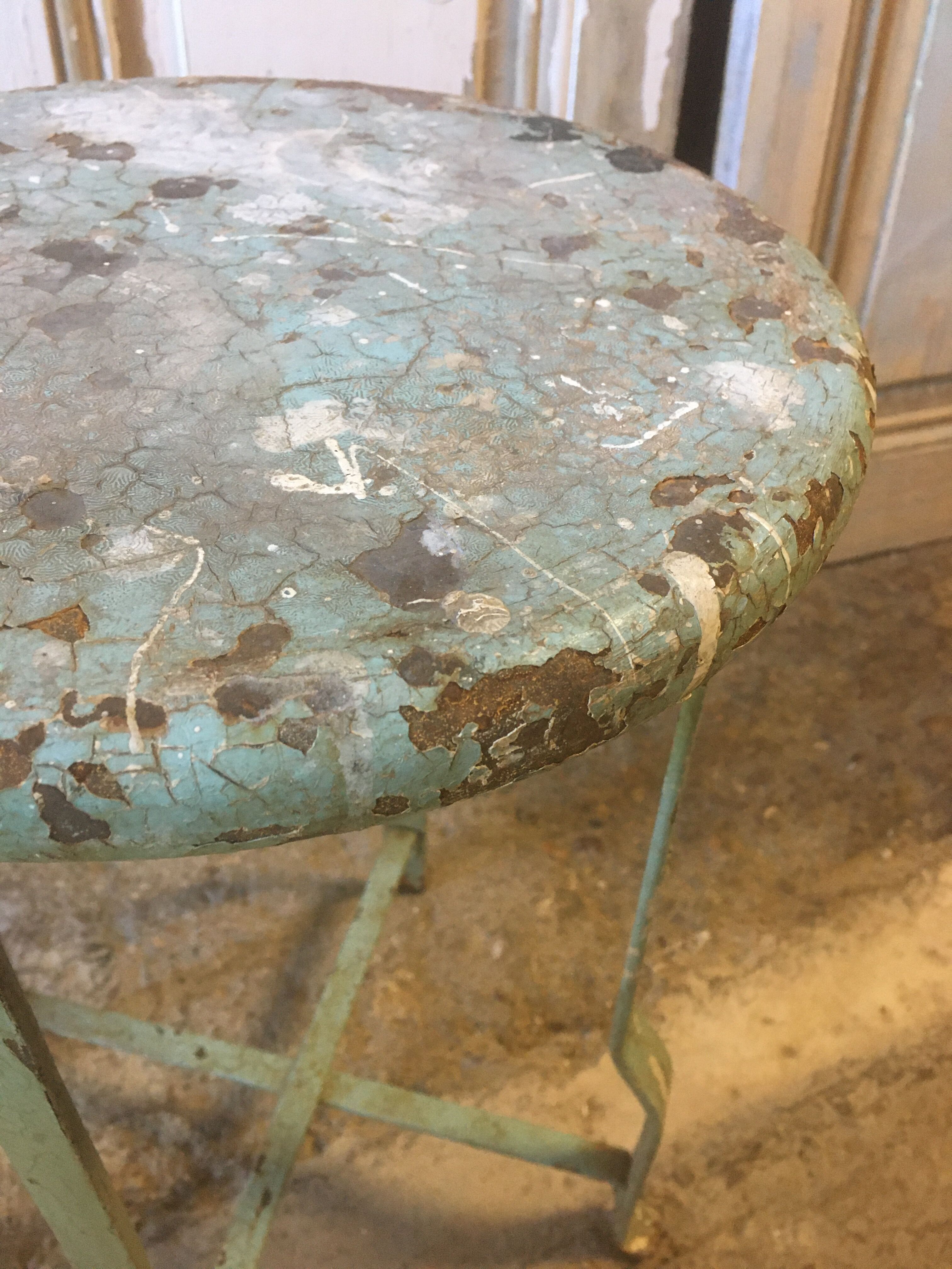 Patinated metal industrial stool