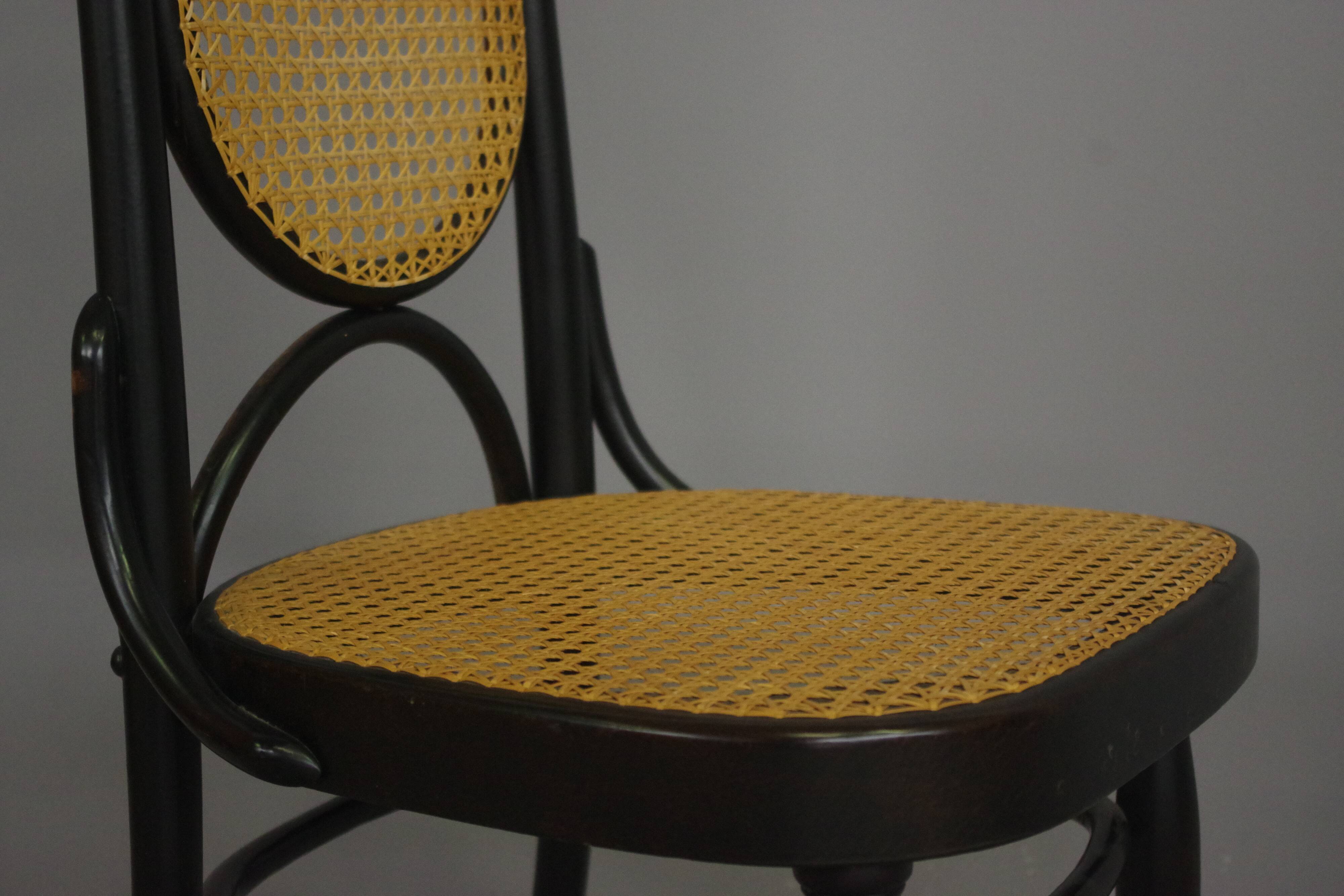 Chairs in curved beech and vienna straw, 1980s, set of 4
