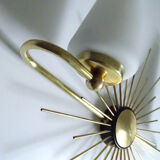 Pair of vintage sconces, sun, glass and brass, 60s