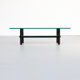 80s solid metal and glass coffee table