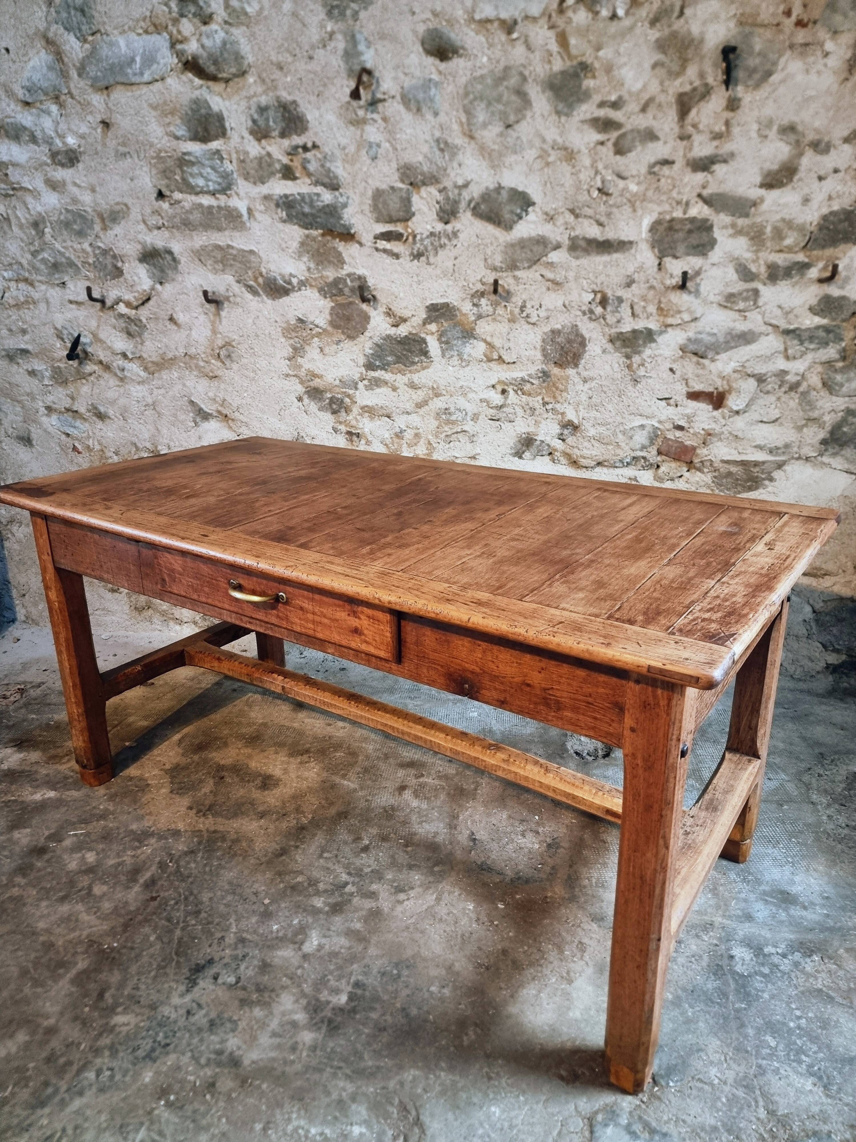 Antique French farmhouse dining table – Walnut work table, late 19th century