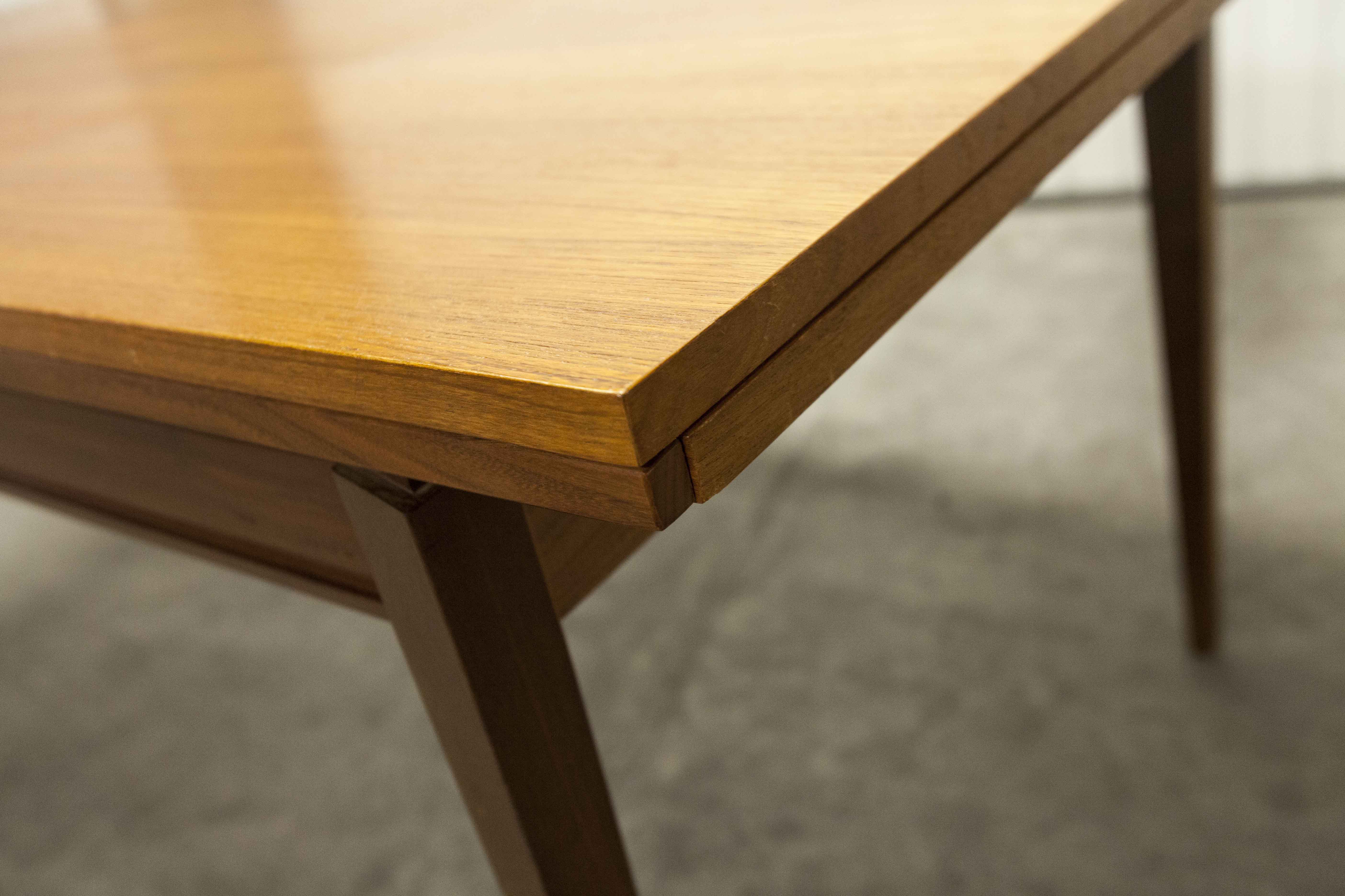 60's rectangular Scandinavian table with extension cords