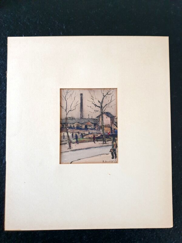 André Duculty (1912-1990) Watercolor on paper "Stoven, industrial zone" Signed lower right and