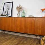 Scandinavian teak and metal row lb Larsen Kofod