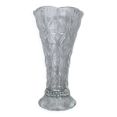 Vase en verre moulé vintage années 60-70, décor géométrique