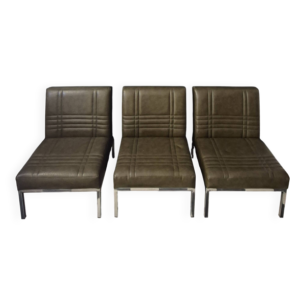Ensemble suite de 3 chauffeuses fauteuils Vintage