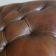 Chesterfield brown tufted leather pouffe ottoman