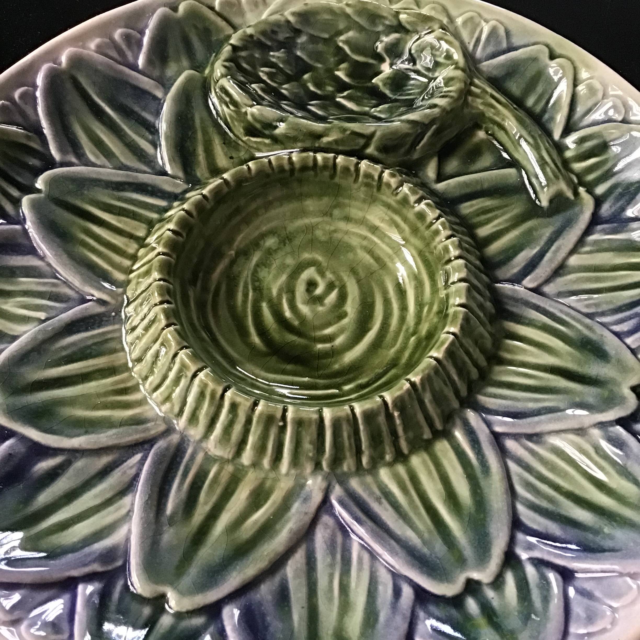 Two artichoke earthenware plates