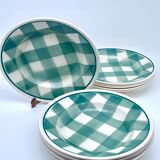 Vintage beige and green checkered service