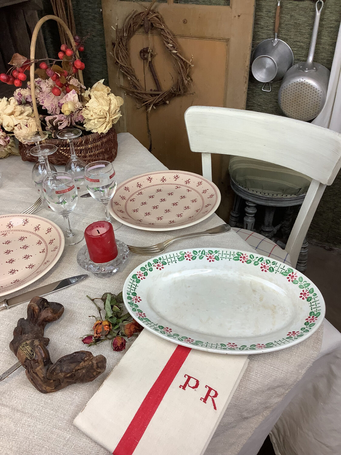 Old dish made in France Digoin Sarreguemines