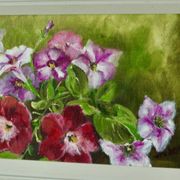 Huile sur toile encadrée « Fleurs », Suède milieu XXème