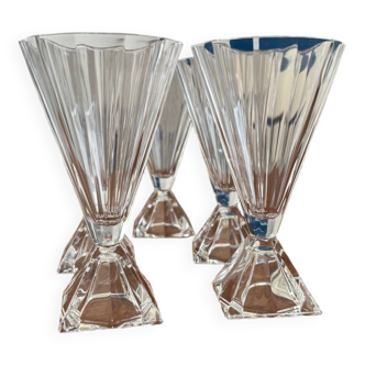 Set of 5 crystal art deco champagne flutes glasses - vintage art deco champagne glass - old crystal flute