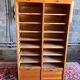 Meuble classeur double rideau vintage en chêne clair - Années 50