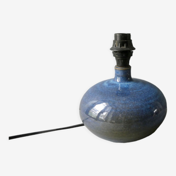Pied de lampe en grès émaillé bleu, années 70-80