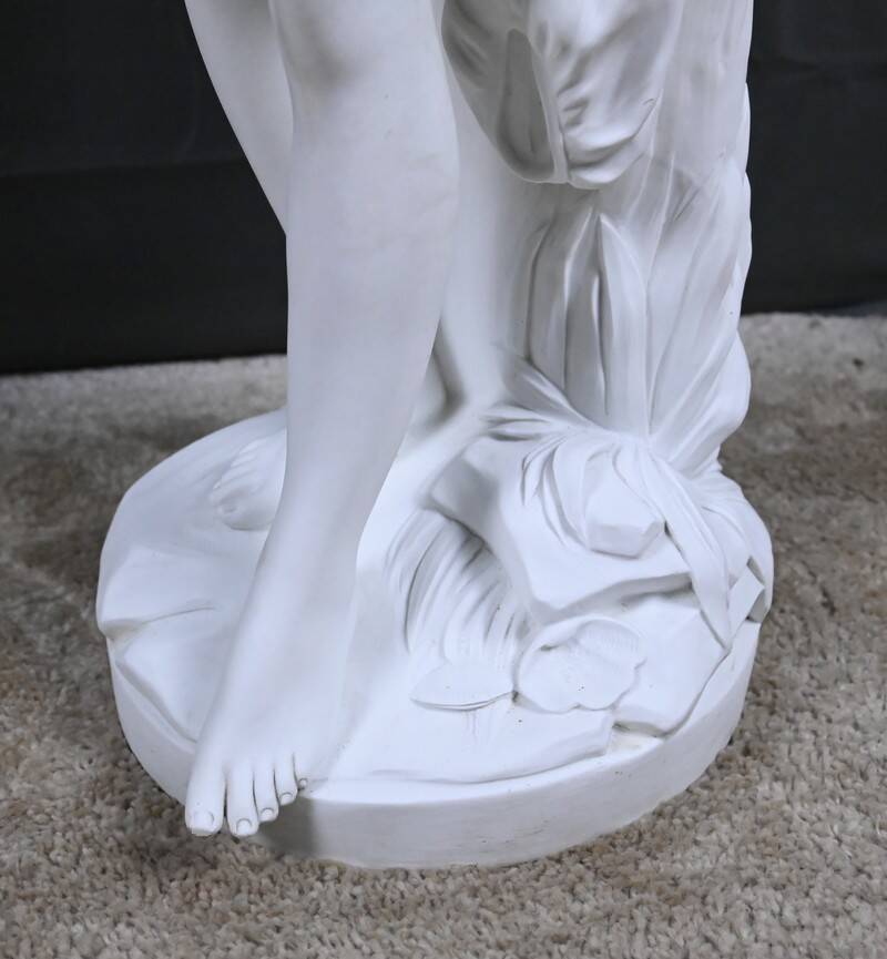 Important biscuit sculpture "The Bather" after Falconet – late 19th century.
