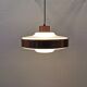 Danish space age hanging lamp, from the 80s, made of lacquered aluminum and acrylic plastic