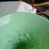 Set of 2 light green opaline glass vases SAINT LOUIS