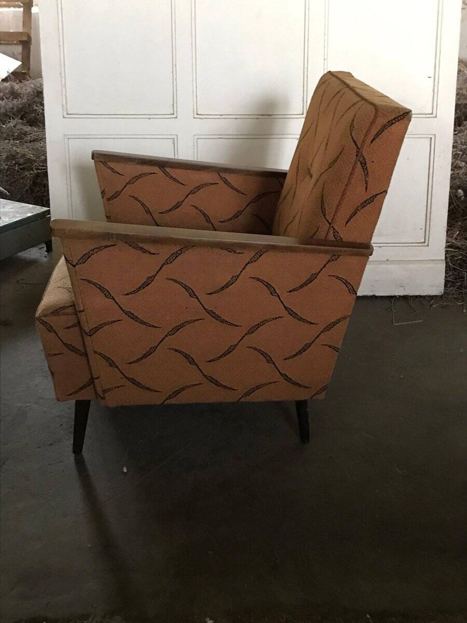 Set of 2 mid-century armchairs in walnut, brown colour - 1950s