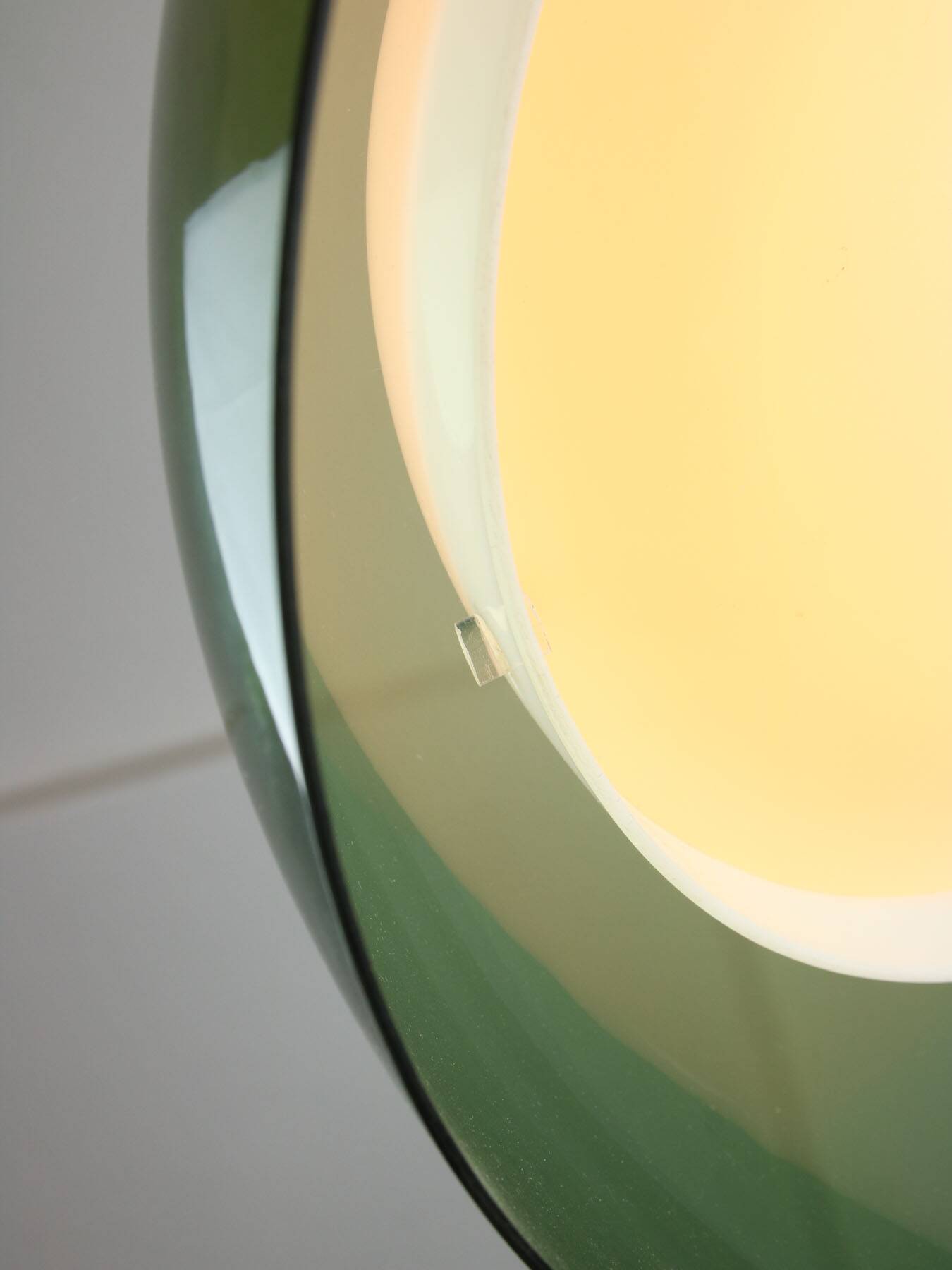 Italian space-age plexiglass green pendant lamp, 70s