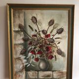 Tableau huile sur toile bouquet de fleurs