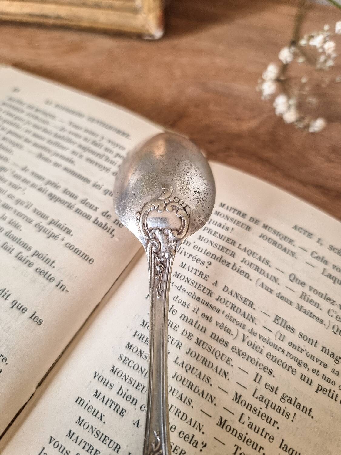 6 small spoons, silver metal 5gr, mix of 2 models, art nouveau style