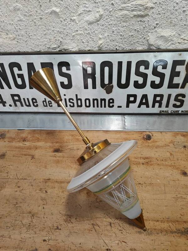 vintage conical glass pendant