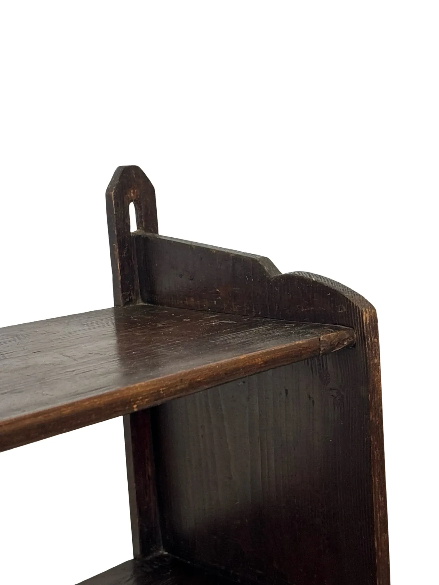 Vintage wooden wall shelve rack in oak brutalist minimalist design
