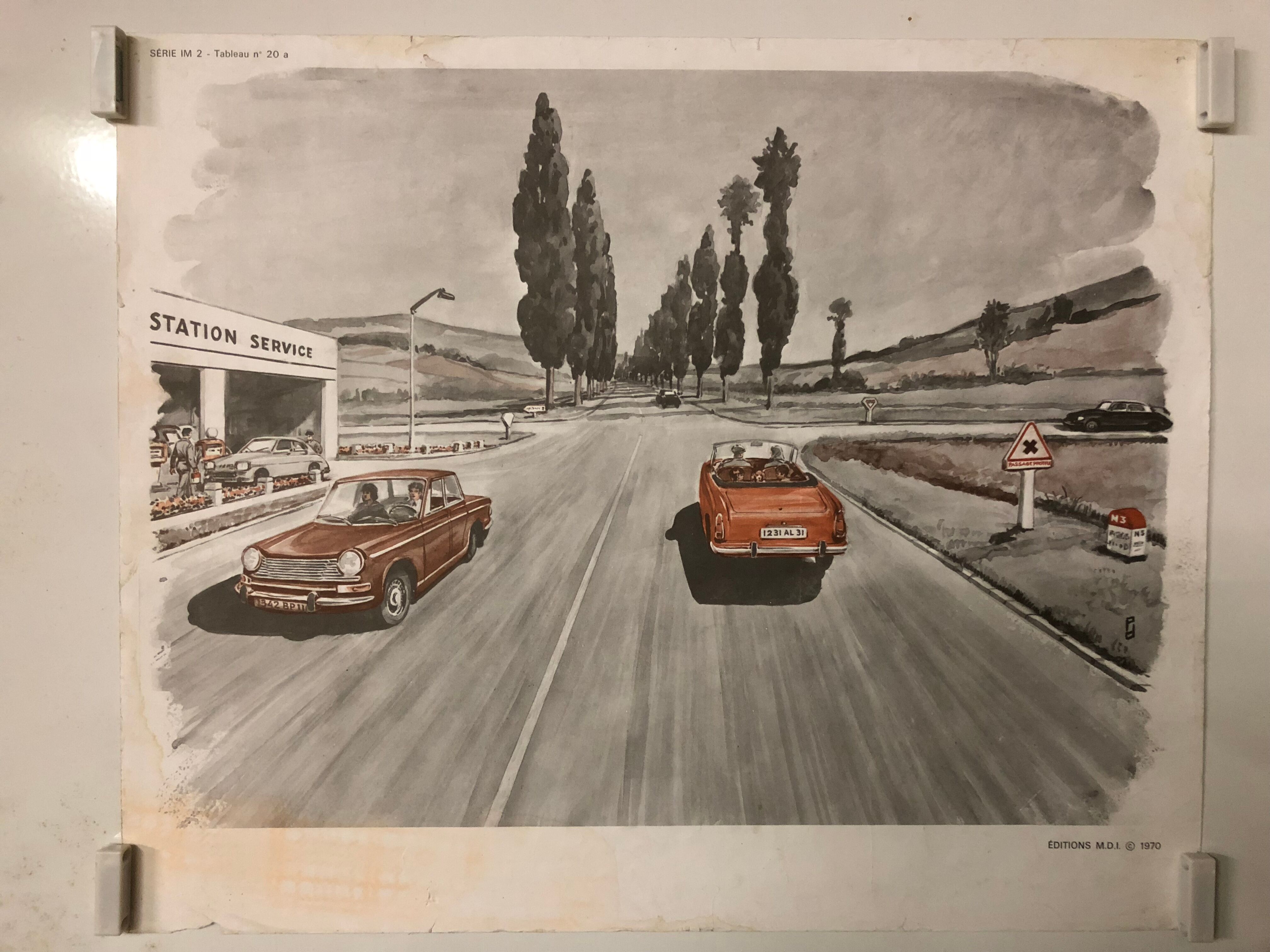 Vintage school poster of the station traffic and platform