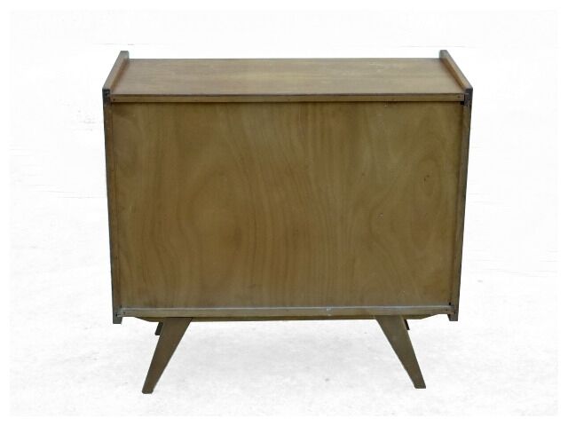 Commode vintage pieds compas poignées bakélite 1950