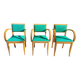 3 vintage design bridge armchairs, rounded armrests