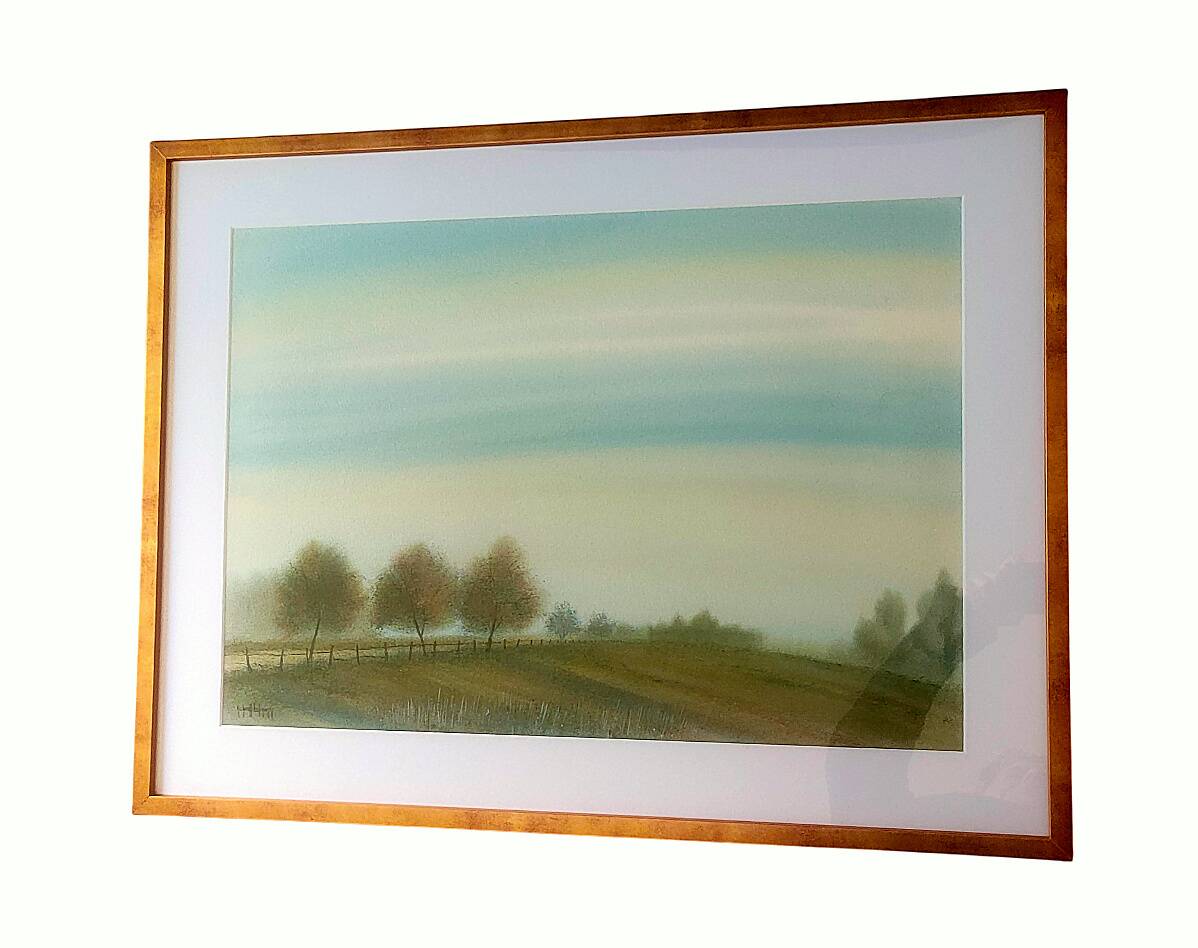 Tableau signé Richard LITZELMANN (1951-2020) – Aquarelle - Paysage champêtre