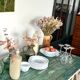 Table basse sur tréteaux anciens en bois