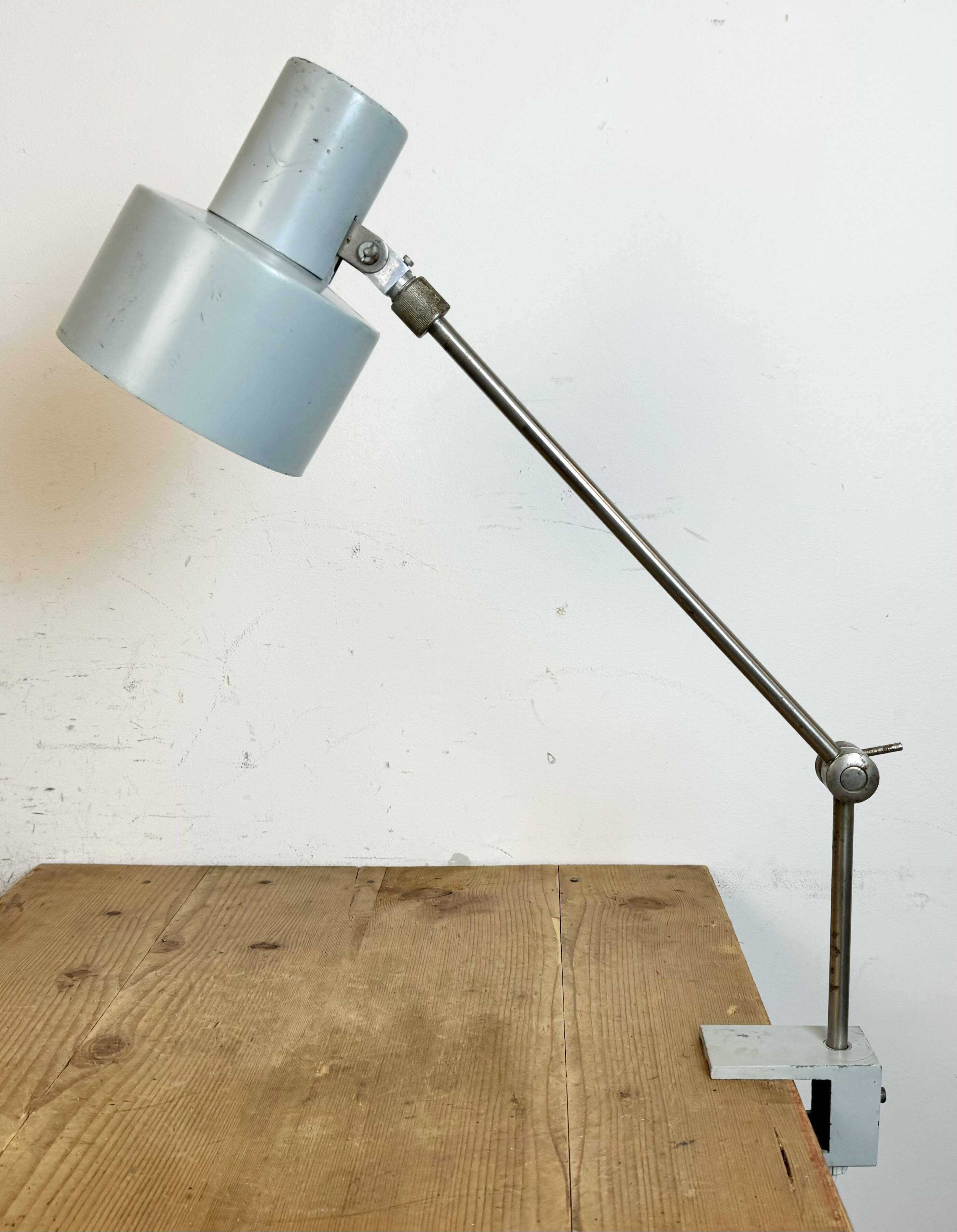 Grey Industrial Factory Office Desk Lamp from Elektrosvit, 1970s