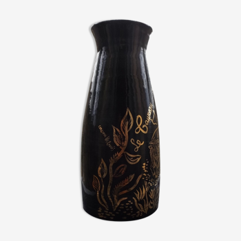 Vase de l'Atelier Cerennes decor doré sur fond noir