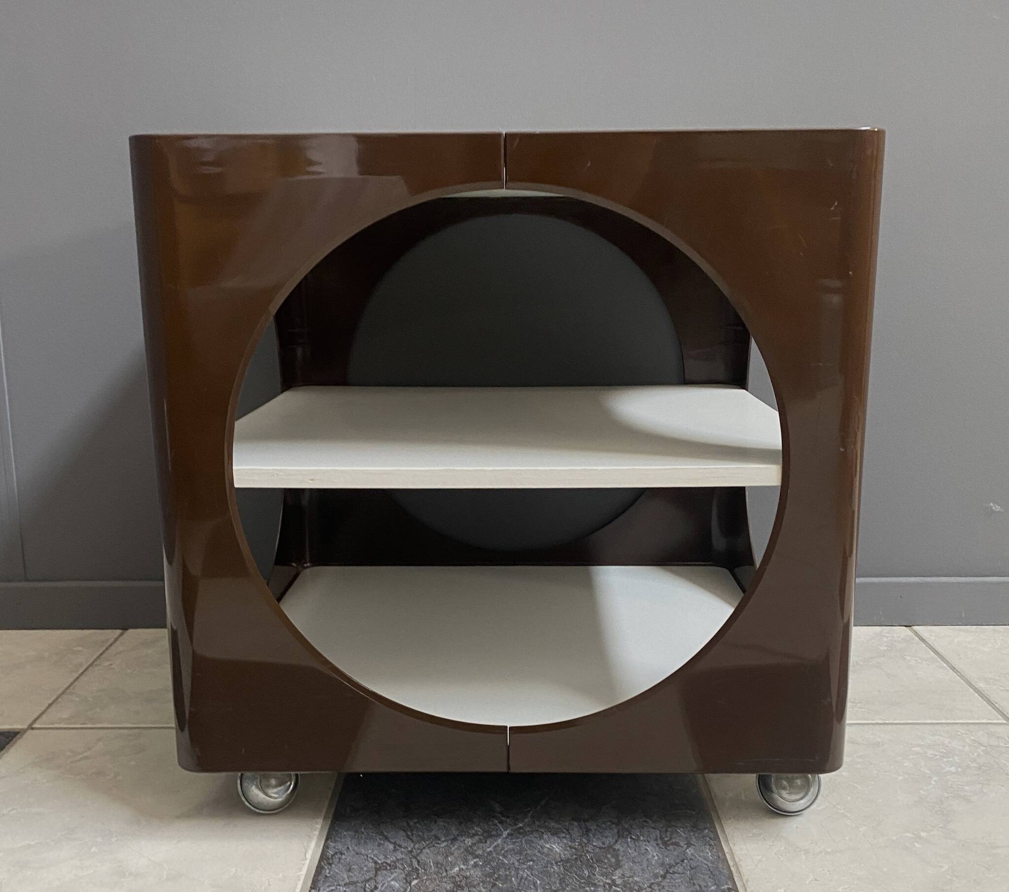 Space age cubic table in brown and white 1970s