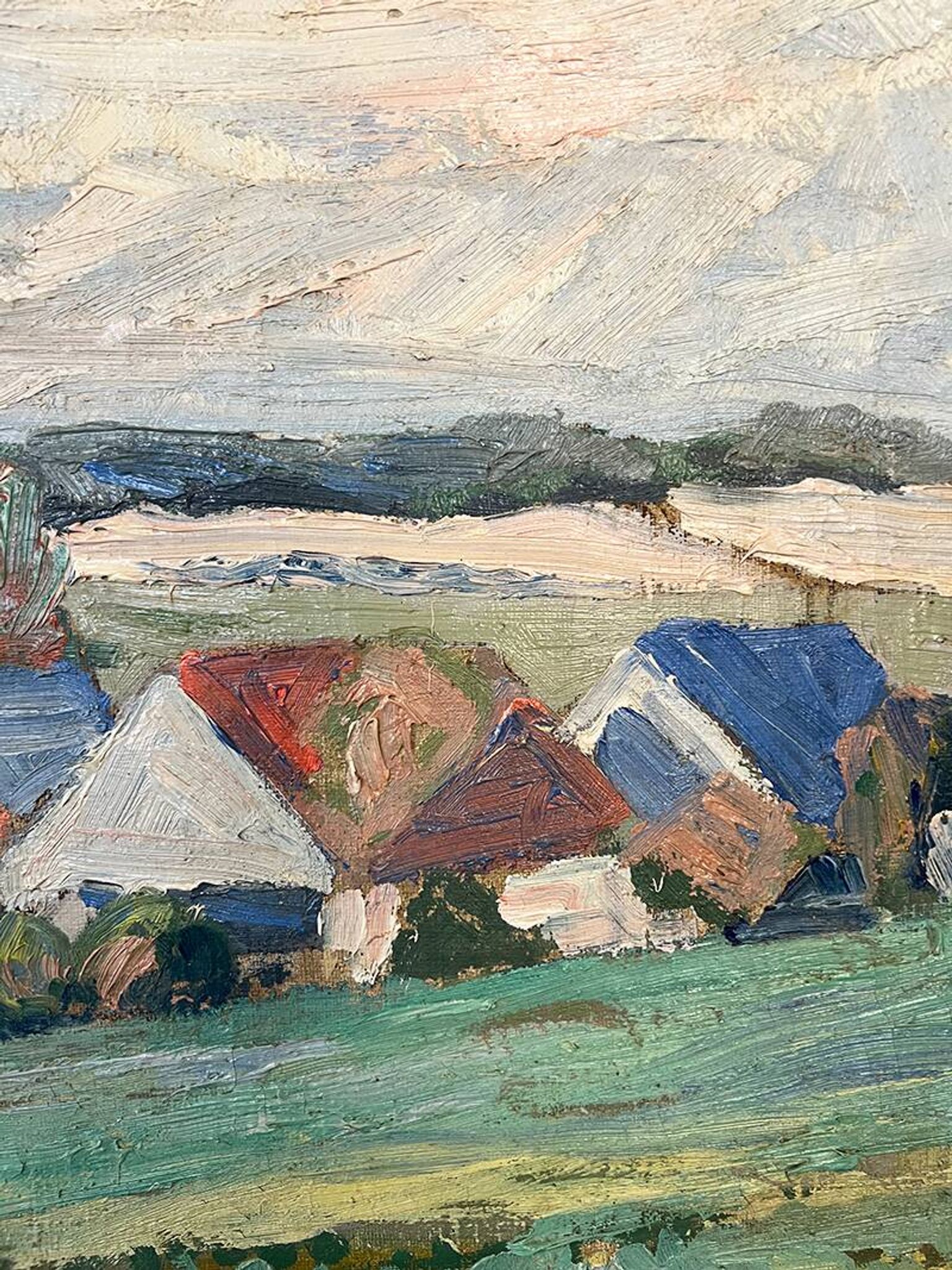 Painting “Village”, Oil on canvas signed.