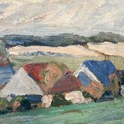Painting “Village”, Oil on canvas signed.