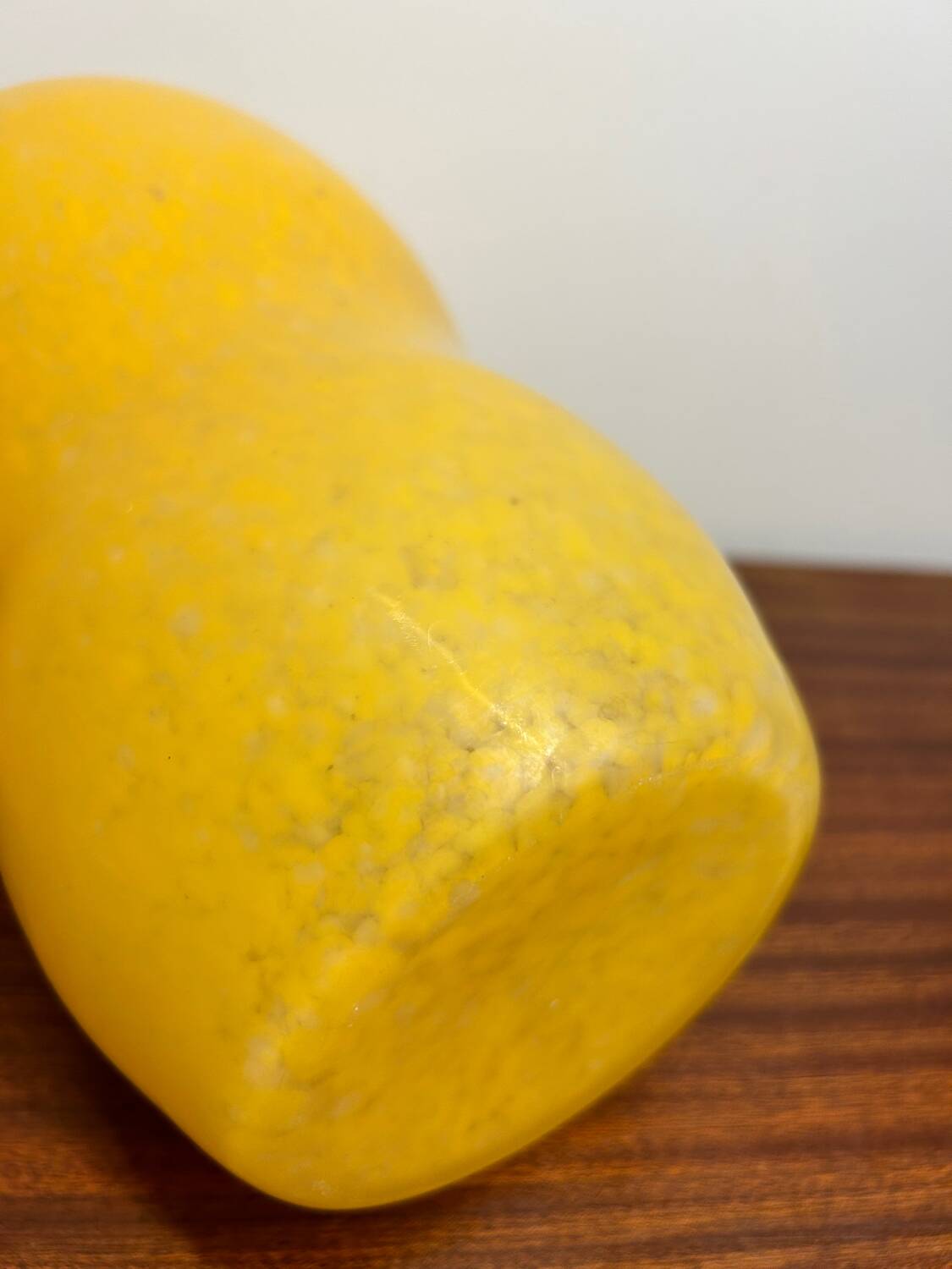 Vintage yellow frosted glass vase